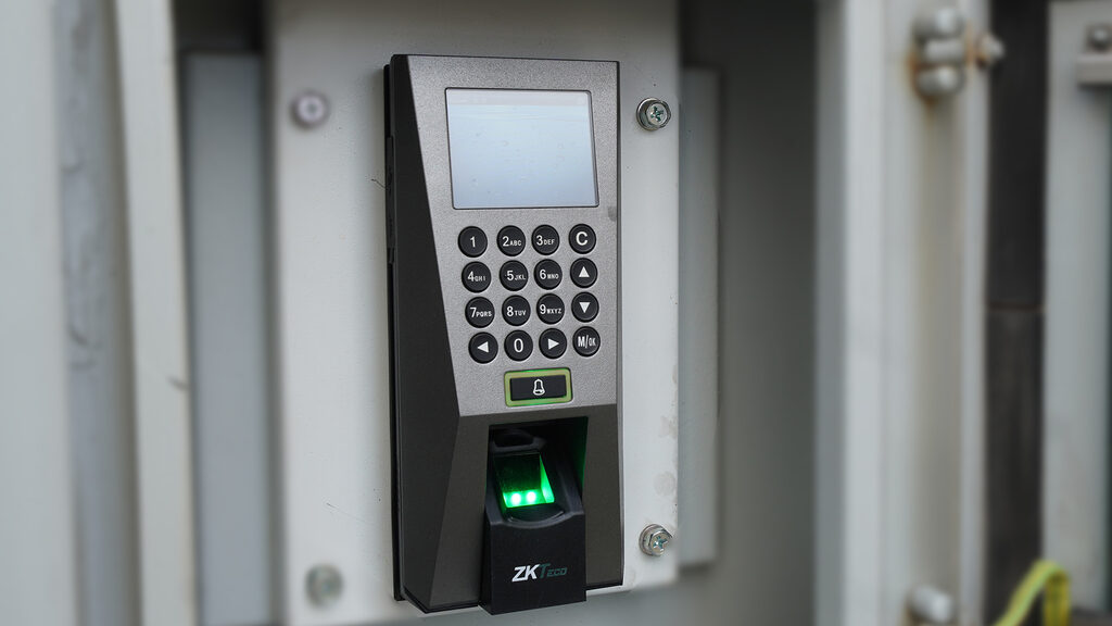 Biometric fingerprint and keypad access control securing our Australian data centre entry