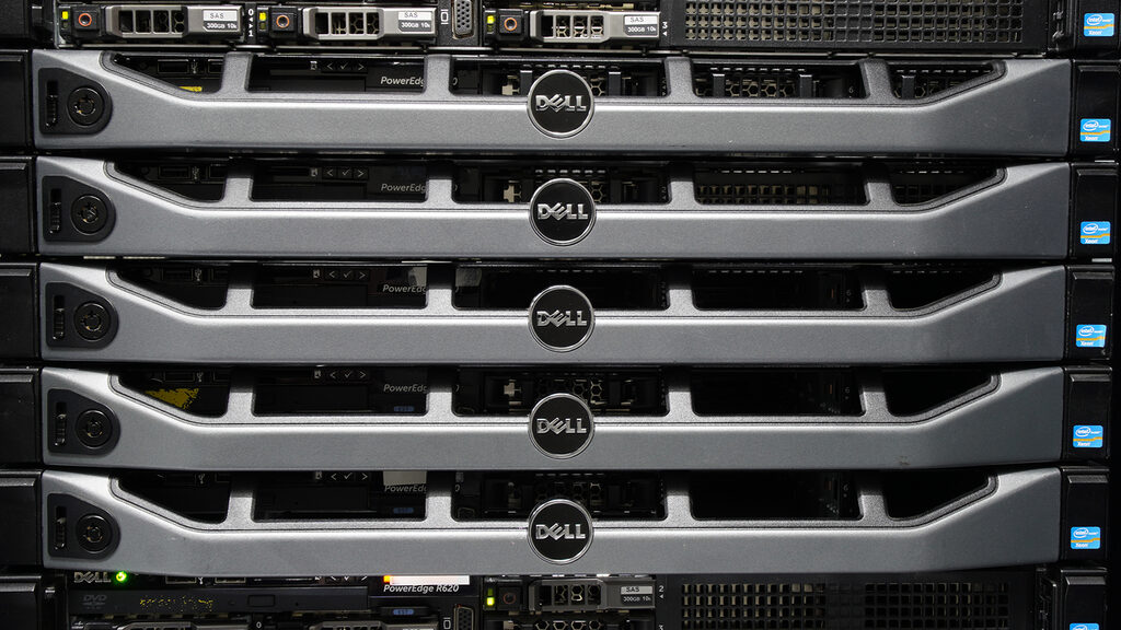 Stacked enterprise Dell PowerEdge rack servers in a colocation cabinet at our Australian data centre