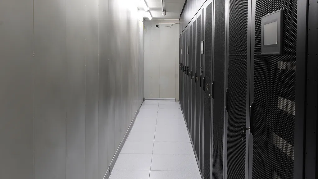 Contained main aisle inside the Green Racks data centre in Osborne Park